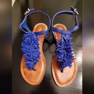 Gianni Bini Mackenzie Blue Fringe Sandals